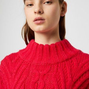 NISSA CHUNKY CABLE MOCK NECK JUMPER 78mnb